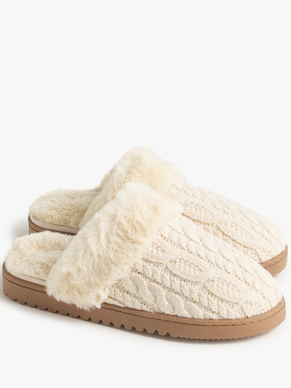 J Crew Factory Cable-knit scuff slippers
